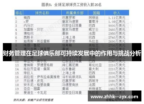 财务管理在足球俱乐部可持续发展中的作用与挑战分析